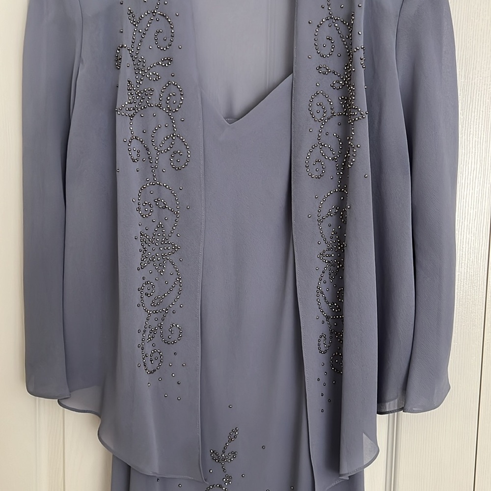 R&M RICHARD’S ELEGANT LONG DRESS WITH JACKET•COLOR IS PERIWINKLE/LAVENDER - Picture 2 of 16